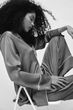 Атласная пижама H&M, зеленый