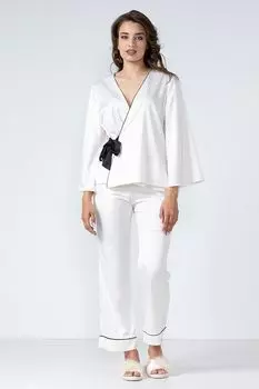 Атласная пижама с перекрывающимся рисунком En Priv, белый