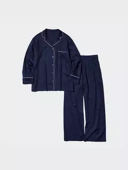 Атласная пижама Uniqlo, синий
