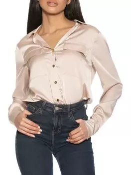 Атласная рубашка Alexia Admor, бежевый