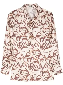 Атласная рубашка Chase с абстрактным принтом AERON, бежевый