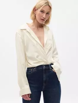 Атласная рубашка Gap, бежевый