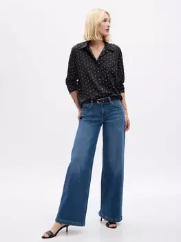 Атласная рубашка Gap, черный