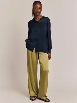 Атласная рубашка Ghost Ellie, темно-синяя