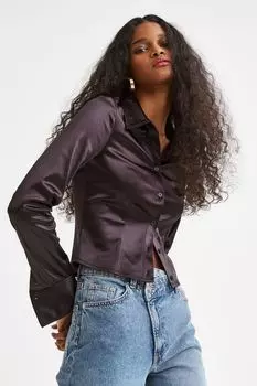 Атласная рубашка H&amp;M, черный