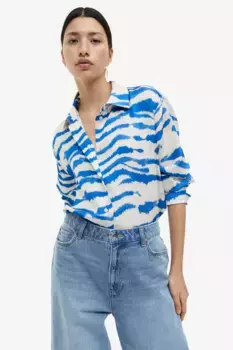 Атласная рубашка H&M, бежевый