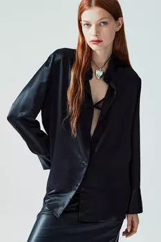 Атласная рубашка H&M, черный