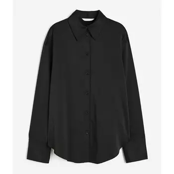 Атласная рубашка H&M Everyday Fashion, черный