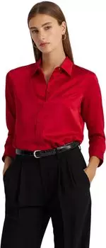 Атласная рубашка из шармёза LAUREN Ralph Lauren, цвет Martin Red