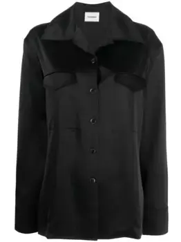 Атласная рубашка Justina с длинными рукавами Nanushka, черный