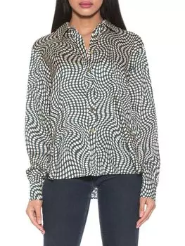 Атласная рубашка на пуговицах Rylin Alexia Admor, цвет Sage Dot