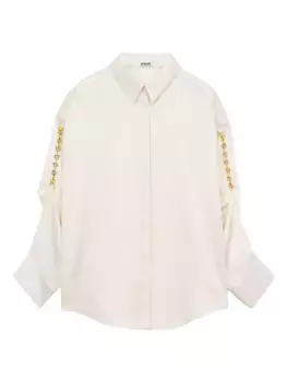 Атласная рубашка оверсайз с цепочкой Loewe, слоновая кость