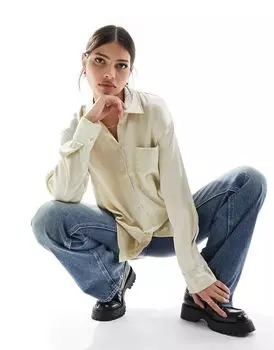 Атласная рубашка Pimkie цвета шампанского с нагрудным карманом