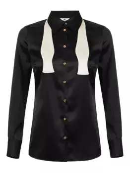 Атласная рубашка с бантом Elisabetta Franchi, черный