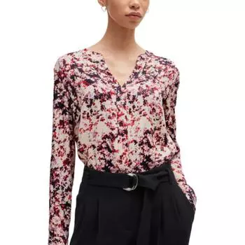 Атласная рубашка с цветочным принтом Boss HUGO BOSS, мультиколор