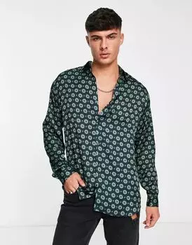 Атласная рубашка с длинными рукавами Jack & Jones Premium в стиле мандала