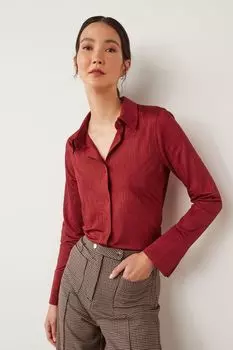 Атласная рубашка с длинными рукавами Next, красный