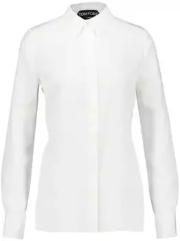 Атласная рубашка с длинными рукавами TOM FORD, белый