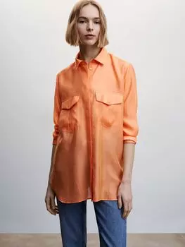 Атласная рубашка с карманами Melo Mango, оранжевый