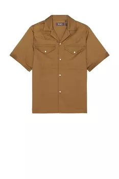 Атласная рубашка с коротким рукавом в стиле вестерн Wao, оливковый