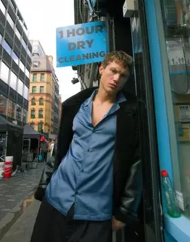 Атласная рубашка с короткими рукавами в средне-синем цвете Topman