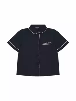 Атласная рубашка с логотипом EMPORIO ARMANI, тёмно-синий