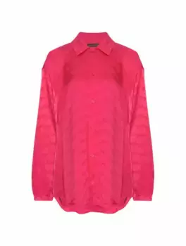 Атласная рубашка с монограммой Balenciaga, розовый