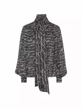 Атласная рубашка с монограммой Balmain, мультиколор