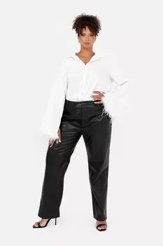 Атласная рубашка с отделкой из перьев на манжетах Lovedrobe, белый