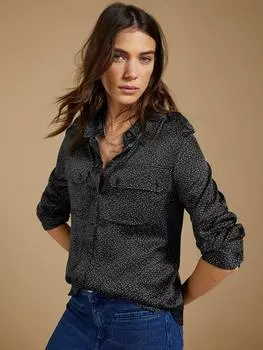 Атласная рубашка с шафрановым принтом Baukjen, черный/белый