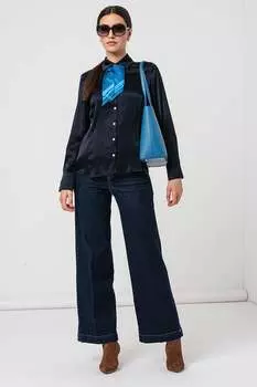 Атласная рубашка с шелком Marella, синий