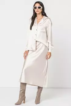 Атласная рубашка с вшитым карманом Liu Jo, бежевый