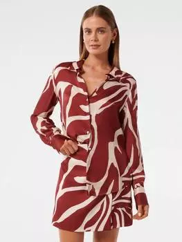 Атласная рубашка с вырезом harvey notch Forever New, цвет Dark Drew