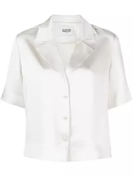 Атласная рубашка с заостренными лацканами Claudie Pierlot, бежевый