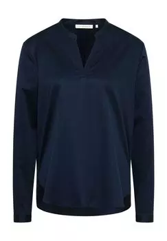 Атласная рубашка СВОБОДНОГО ФИТА ETERNA, темно-синий