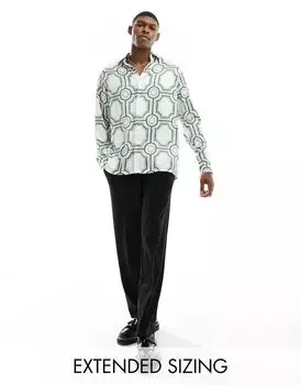 Атласная рубашка свободного кроя ASOS с геометрическим принтом