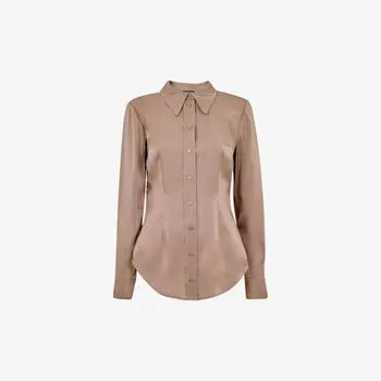 Атласная рубашка tara с острым воротником и металлизированным воротником Whistles, черный