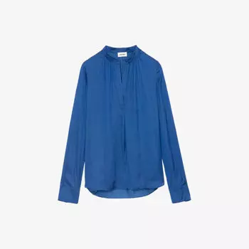 Атласная рубашка Tink с V-образным вырезом Zadig&Voltaire, синий
