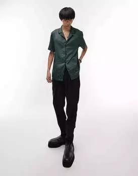 Атласная рубашка Topman Revere с бирюзовой окантовкой в горошек