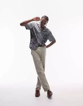 Атласная рубашка Topman с принтом сцены