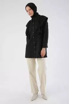 Атласная рубашка-туника с оборками Black Stone Fall ALL DAY