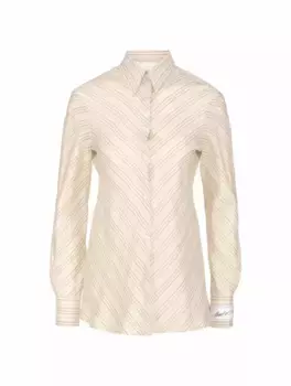 Атласная рубашка в полоску Erika Cavallini, бежевый