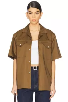 Атласная рубашка в стиле вестерн с коротким рукавом Wao, зеленый