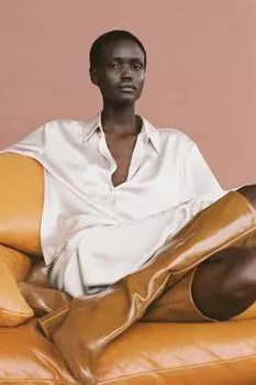 Атласная рубашка ZARA, цвет Cava