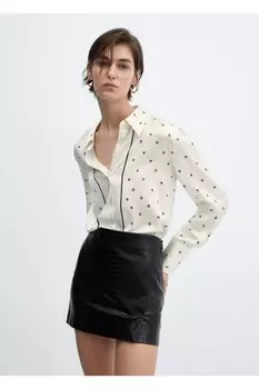 Атласная струящаяся рубашка Mango, бежевый