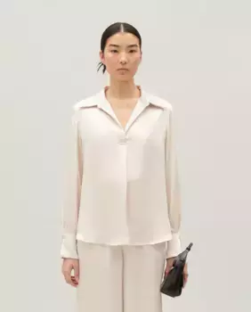 Атласная струящаяся женская блузка Claudie Pierlot, бежевый