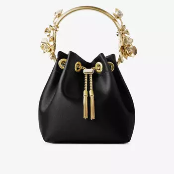 Атласная сумка Bon Bon с верхней ручкой Jimmy Choo, черный