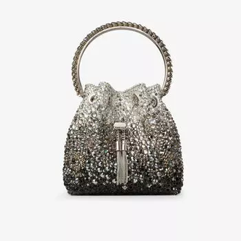 Атласная сумка bon bon, украшенная кристаллами, с верхней ручкой Jimmy Choo, черный