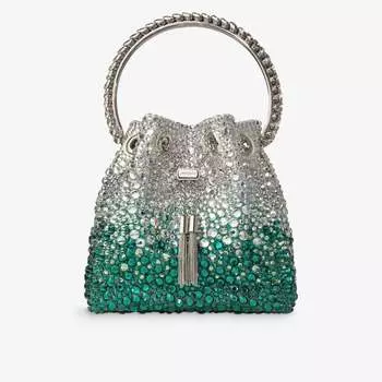 Атласная сумка Bon Bon, украшенная кристаллами, с верхней ручкой Jimmy Choo, серебряный