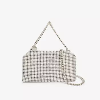 Атласная сумка через плечо Falabella Stella Mccartney, серебряный